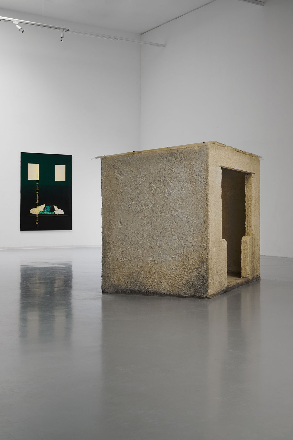 It is light, Bonner Kunstverein, 2024. Ausstellungsansicht mit Ada Frände, Haltestelle I und Udo Lefin, Cuantas ventanas tiene tu casa? (Wie viele Fenster hat dein Haus. Foto: Mareike Tocha.