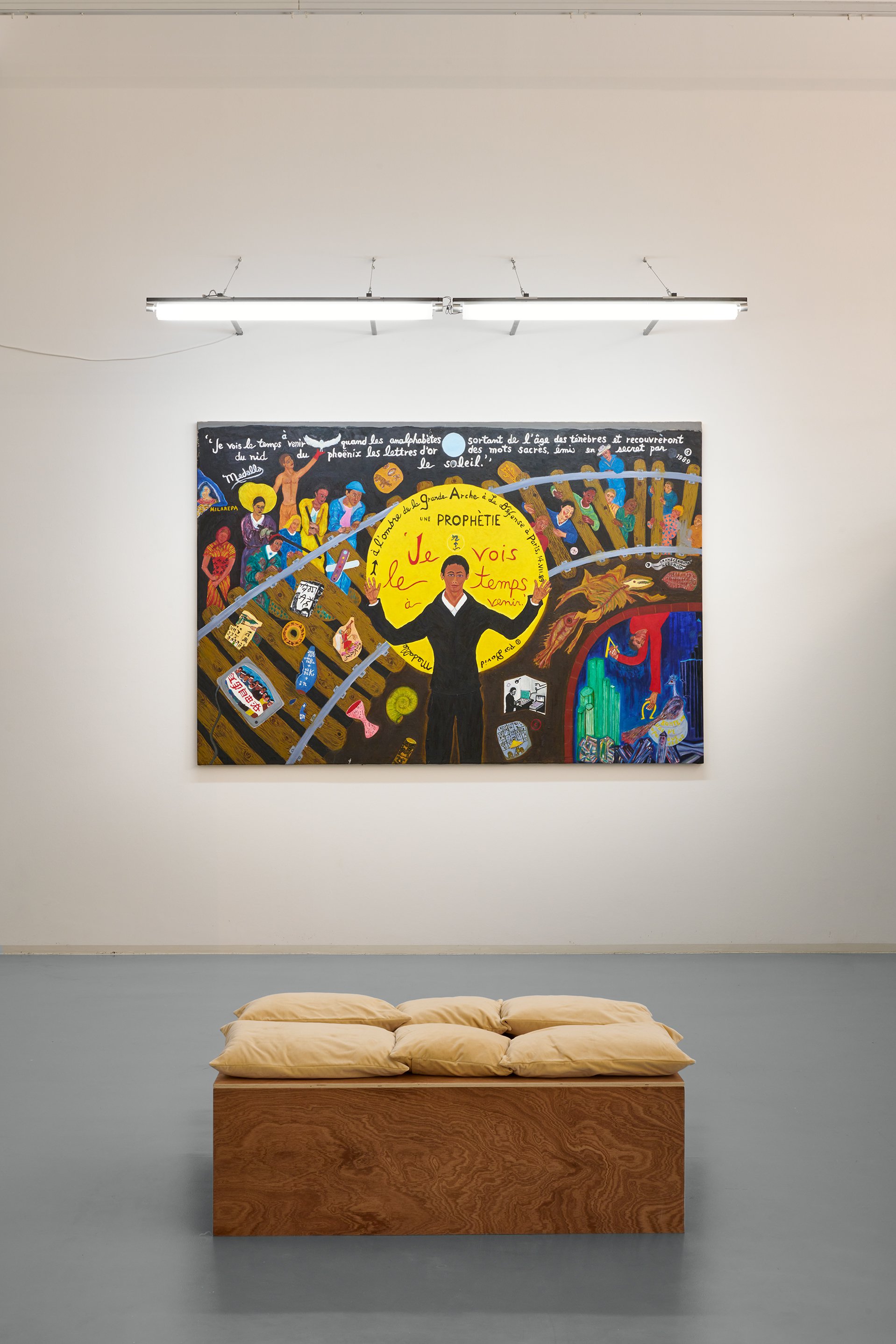 David Medalla, A Prophecy, 1989, Öl auf Leinwand, 210 x 310cm, Bonner Kunstverein, 2021. 