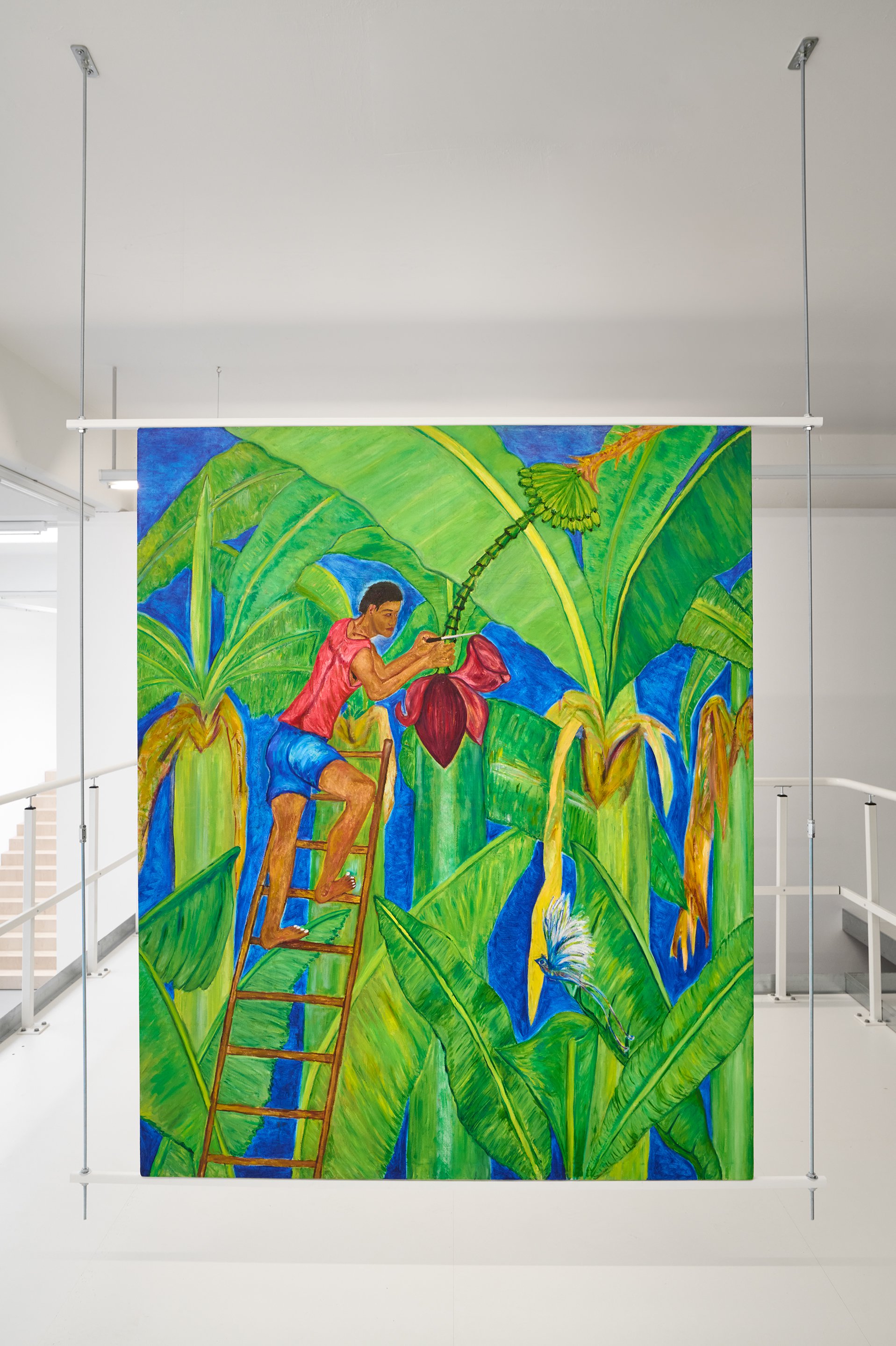 David Medalla, `Puso ng Saging ́ (heart of the banana) no. 2 (&#x27;Luz. Vi. Minda&#x27; Series), 1986, oil on canvas, 181,5 x 155,5 cm, Bonner Kunstverein, 2021. 