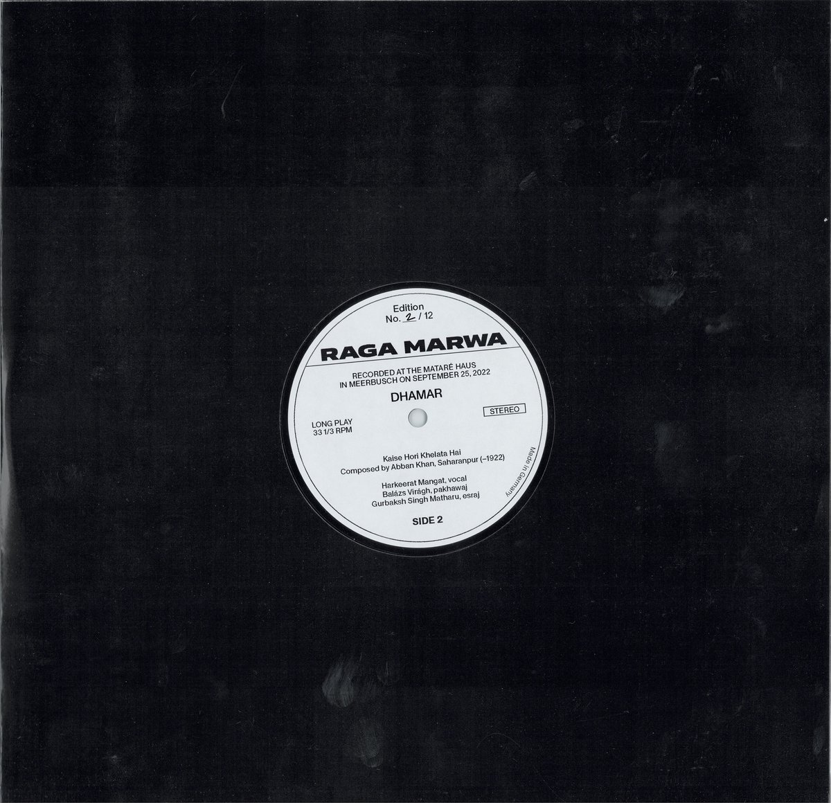 Harkeerat Mangat, Raga Marwa, 2022, 12-inch vinyl record