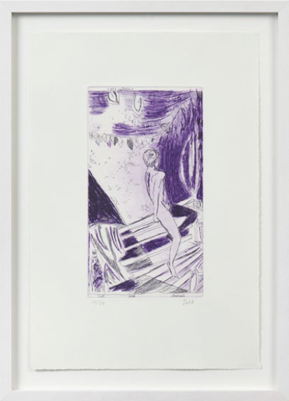 Tal R, Boy on Balcony, 2012, Drypoint etching, 43 × 24 cm.