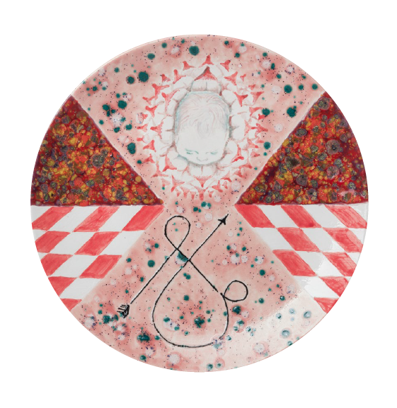 Allison Katz, Wheezy IV, 2019, Hand-glazed ceramic, circumference: 29.5 cm.
